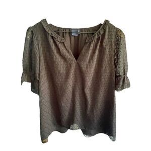 Kaari Blue Black Blouse Top Size Large